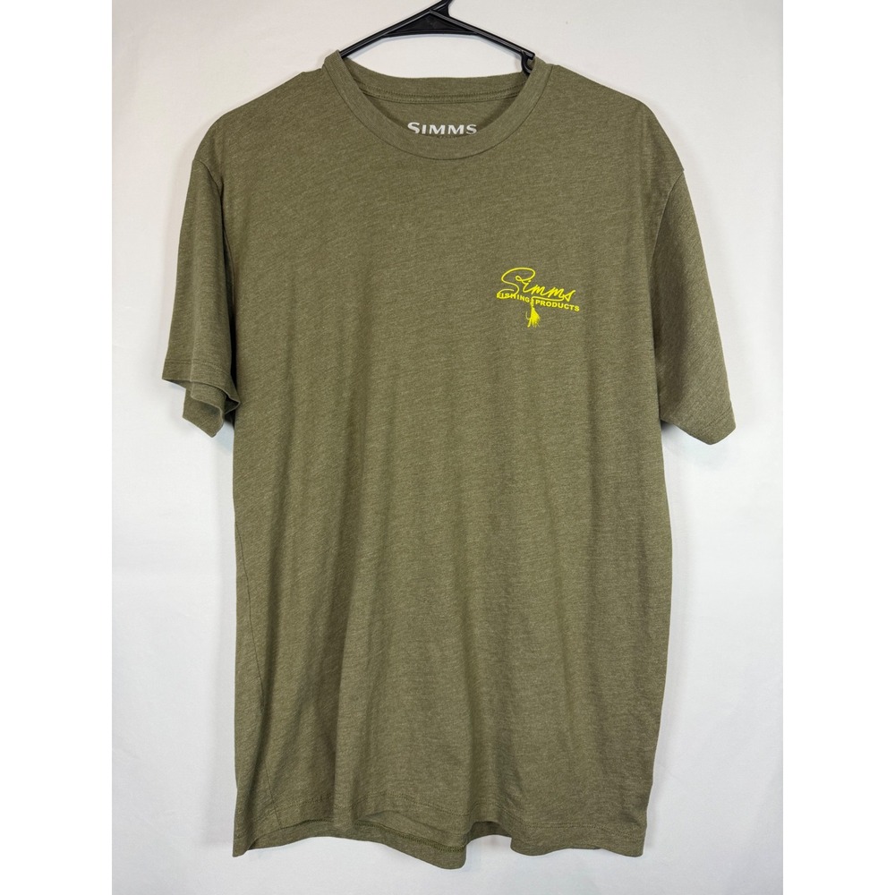 Simms Fishing Products Mens Medium Green Graphic T-Shirt Bozeman Montana